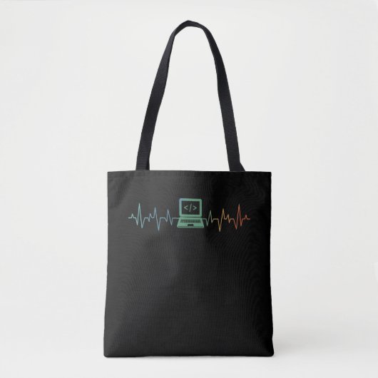 IT Developer Computer Heartbeat-softwarecoder Tote Bag (Voorkant)