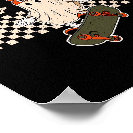 It Echte Skateboarden Ghost Bats Retro Halloween 2 Poster (Hoek)