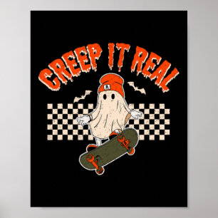 It Echte Skateboarden Ghost Bats Retro Halloween 2 Poster