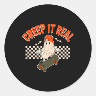 It Echte Skateboarden Ghost Bats Retro Halloween 2 Ronde Sticker