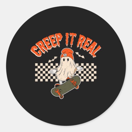 It Echte Skateboarden Ghost Bats Retro Halloween 2 Ronde Sticker (Voorkant)