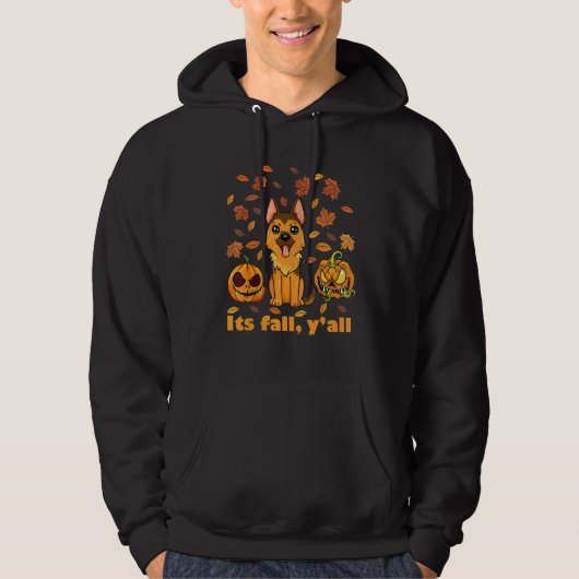 It fall yall German Shepherd puppy leaves falling  Hoodie (Voorkant)