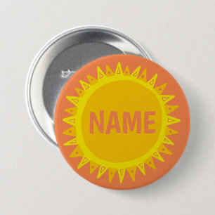 IT Geel Oranje zonneschijnlabel AANPASSEN Ronde Button 7,6 Cm