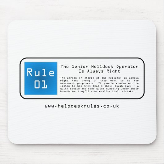 IT-helpdeskregels Muismat (Voorkant)