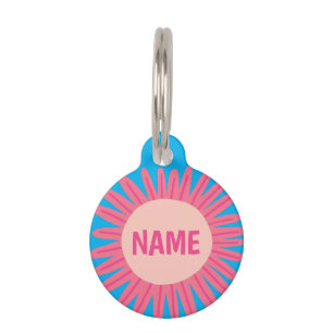 IT-ID Roze Daisy Flower Name Tag AANPASSEN Huisdierpenning