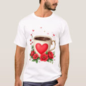 It Is Coffee Time With Mug And Red Hearts T-shirt (Voorkant)