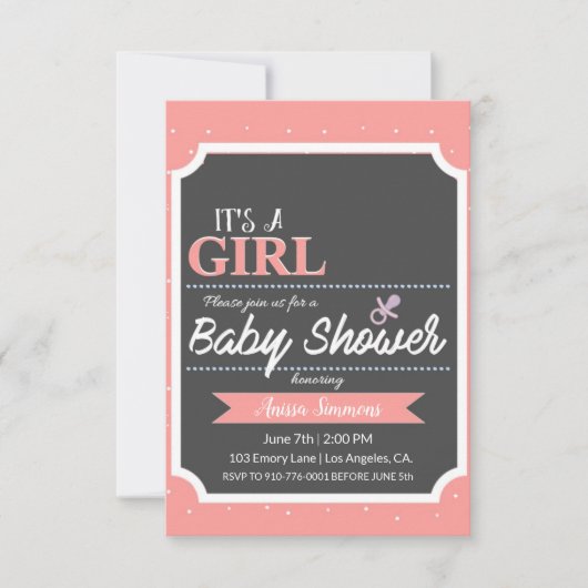 IT IS EEN MEISJE | BABY SHOWER KAART (Voorkant)