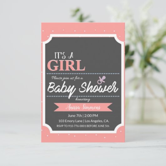 IT IS EEN MEISJE | BABY SHOWER KAART (Staand voorkant)