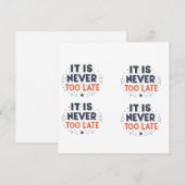 “It Is Never Too Late” Motivational Typography Feestdagenkaart (Voorkant / Achterkant)
