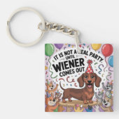 It Is Not A Real Party Until Wiener Comes Out Sleutelhanger (voorkant)