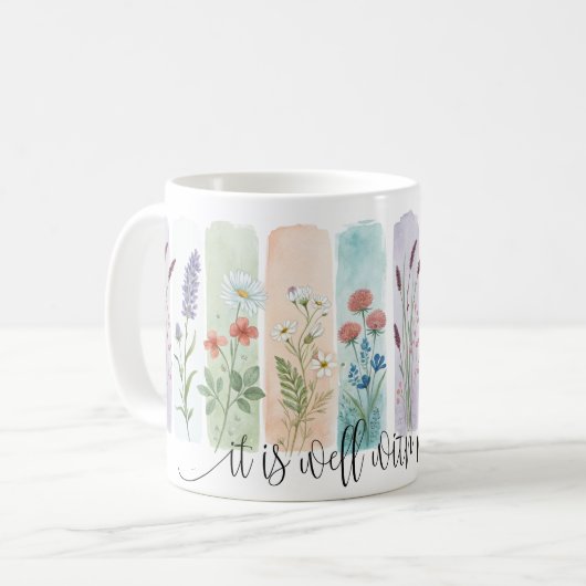 It Is Well With My Soul Floral Mug Koffiemok (Voorkant links)
