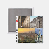 IT - Italië - Florence - I Love - Collage Mosaic Magneet (Voorkant / Achterkant)
