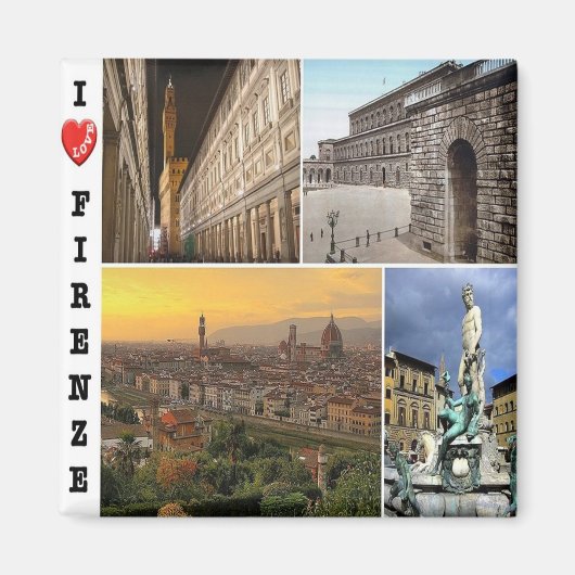 IT - Italië - Florence - I Love - Collage Mosaic Magneet (Voorkant)
