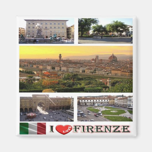 IT - Italië - Florence - I Love - Collage Mosaic Magneet (Voorkant)