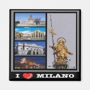 IT - Italië Milaan - I Love - Collage Mosaic Magneet