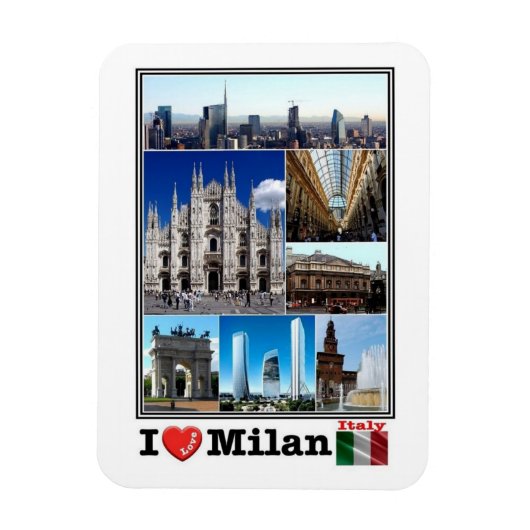 IT Italië - Milaan - I Love Mosaic - Magneet (Verticaal)