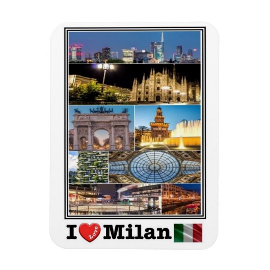 IT Italië - Milaan - I Love Mosaic - Magneet (Verticaal)