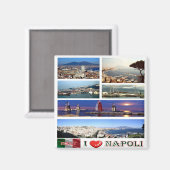 IT - Italië - Napels - I Love - Collage Mosaic Magneet (Voorkant / Achterkant)