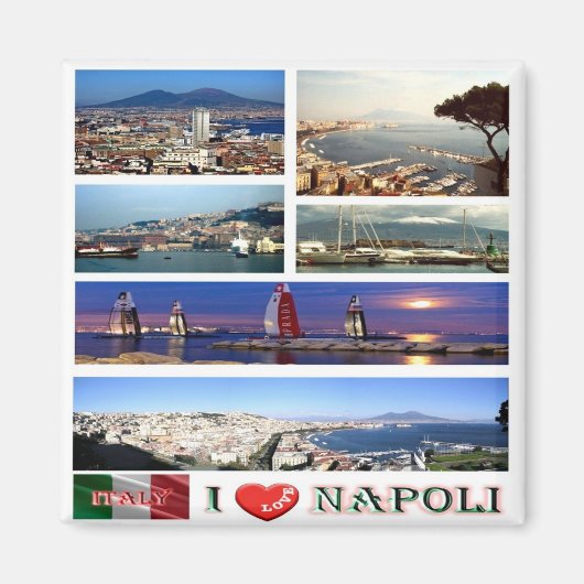 IT - Italië - Napels - I Love - Collage Mosaic Magneet (Voorkant)