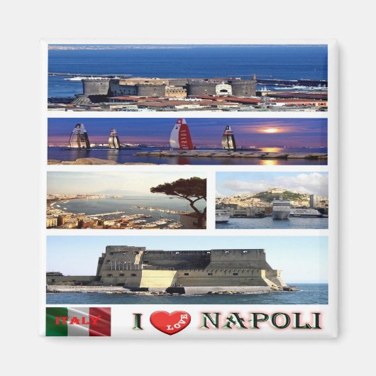 IT - Italië - Napels - I Love - Collage Mosaic Magneet (Voorkant)