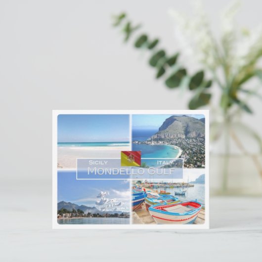 IT Italië - Sicilië - Mondello Gulf - Briefkaart (Staand voorkant)