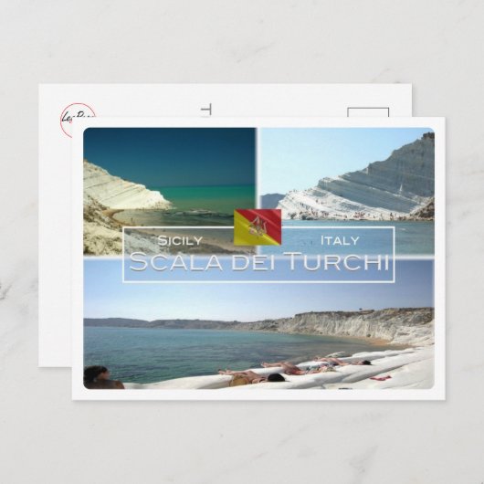 IT Italië - Sicilië - Scala dei Turchi - Briefkaart (Voorkant / Achterkant)