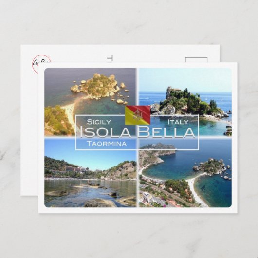IT Italië - Sicilië - Taormina - Isola Bella - Briefkaart (Voorkant / Achterkant)