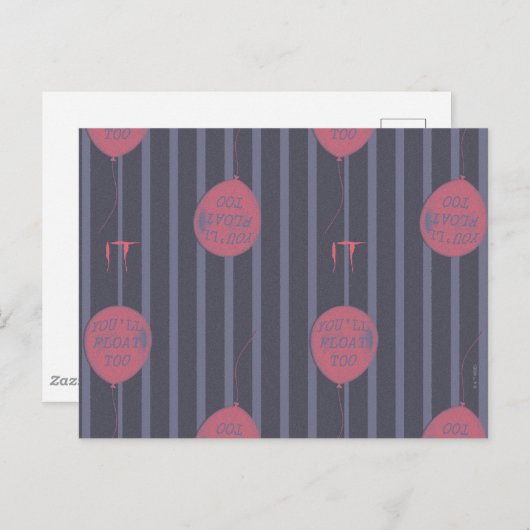 IT - Je zweeft naar ballon gestreept patroon Briefkaart (Voorkant / Achterkant)