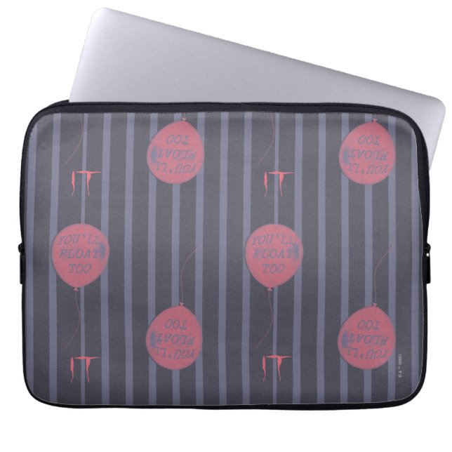 IT - Je zweeft naar ballon gestreept patroon Laptop Sleeve (Voorkant)