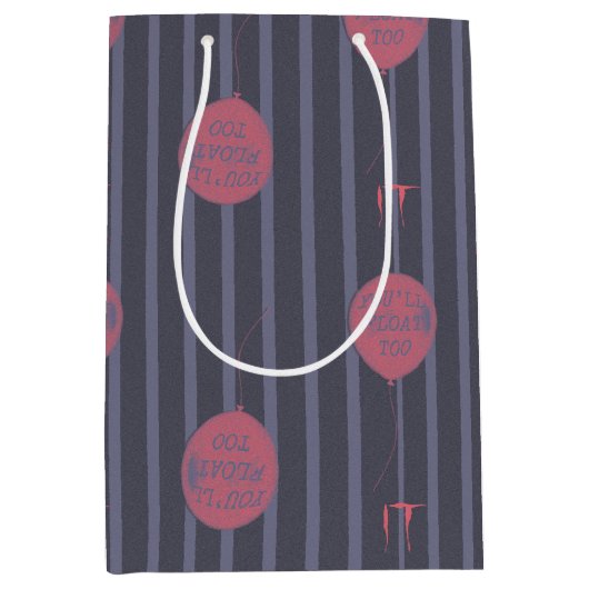 IT - Je zweeft naar ballon gestreept patroon Medium Cadeauzakje (Voorkant)