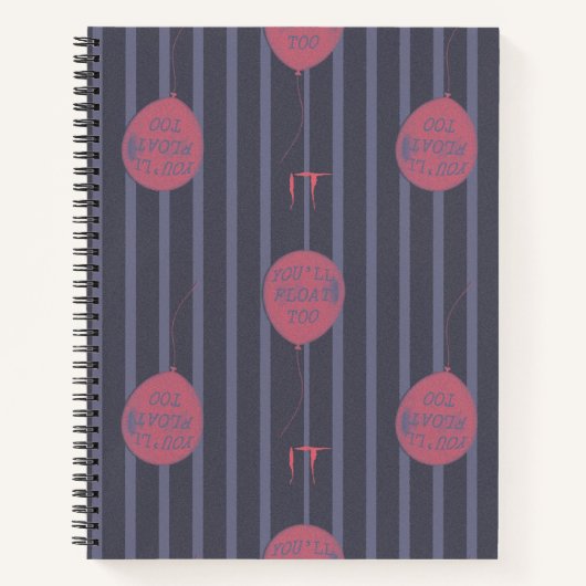 IT - Je zweeft naar ballon gestreept patroon Notitieboek (Voorkant)
