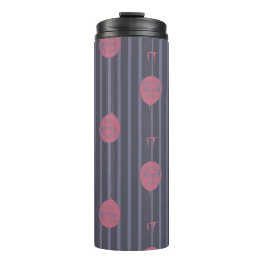 IT - Je zweeft naar ballon gestreept patroon Thermosbeker (Voorkant)