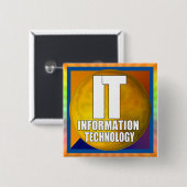 IT-LOGO - INFORMATIETECHNOLOGIE VIERKANTE BUTTON 5,1 CM (Voorkant /achterkant)