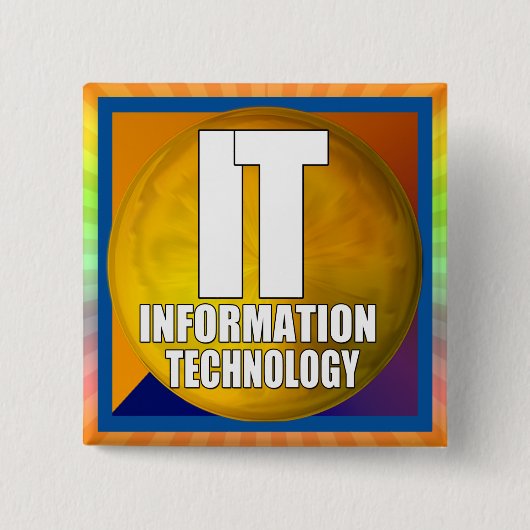 IT-LOGO - INFORMATIETECHNOLOGIE VIERKANTE BUTTON 5,1 CM (Voorkant)