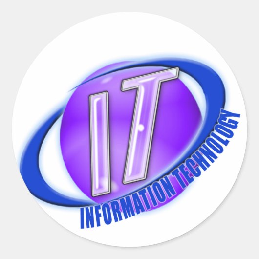 IT-LOGO ORB/SWOOSH-INFORMATIETECHNOLOGIE RONDE STICKER (Voorkant)