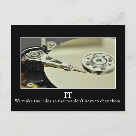 IT maakt regels zodat het ze kan negeren Briefkaart (Voorkant)