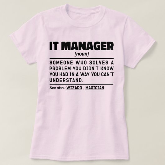 IT-manager zelfstandig naamwoord technologie werkn T-shirt (Design voorkant)