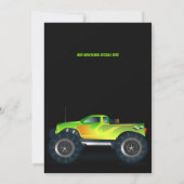 IT Monster Truck Neon Birthday Party Kinder Kaart (Achterkant)