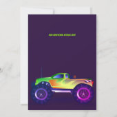 IT Monster Truck Neon Birthday Party Pink Kaart (Achterkant)