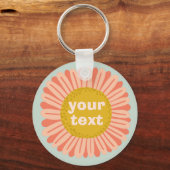 IT Pink Daisy Sunflower Name Tag AANPASSEN Sleutelhanger (Voorkant)