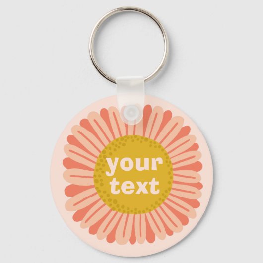 IT Pink Daisy Sunflower Name Tag AANPASSEN Sleutelhanger (Voorkant)