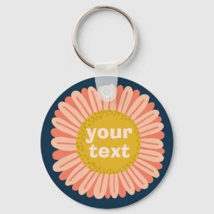 IT Pink Daisy Sunflower Name Tag AANPASSEN Sleutelhanger