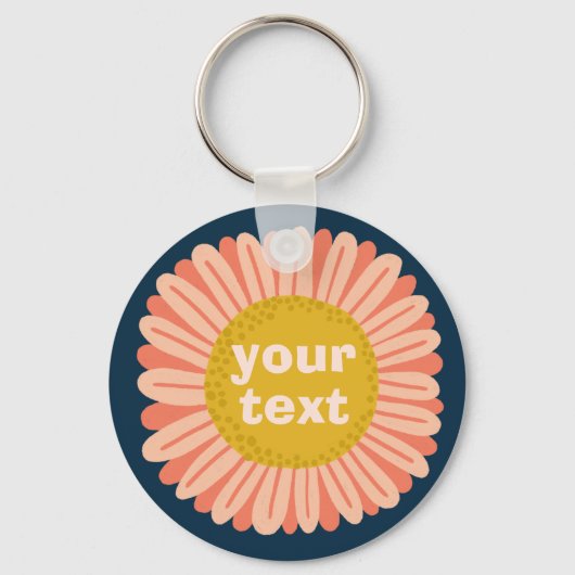 IT Pink Daisy Sunflower Name Tag AANPASSEN Sleutelhanger (Voorkant)