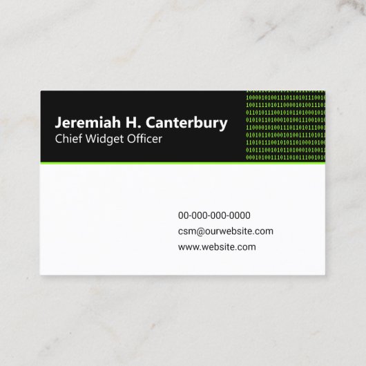 IT Professional - Binaire code in groen op zwart Visitekaartje (Achterkant)