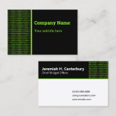 IT Professional - Binaire code in groen op zwart Visitekaartje (Voorkant / Achterkant)