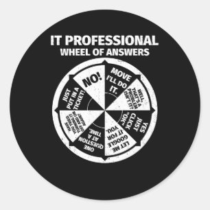 IT Professional Geek Wiel van antwoorden Informati Ronde Sticker