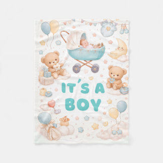 It’s a Boy Baby Announcement Design Fleece Deken