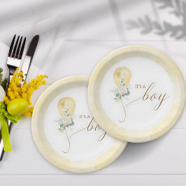 It’s A Boy Baby Shower –Gold Balloon & Greenery Papieren Bordje