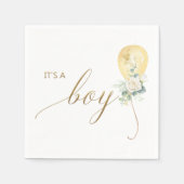 It’s A Boy Baby Shower –Gold Balloon & Greenery Servet (Voorkant)