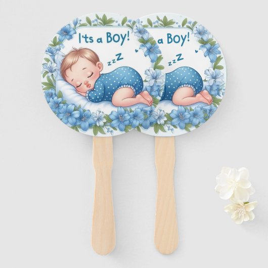 It’s a Boy Baby Shower Handwaaier (Voorkant en achterkant)